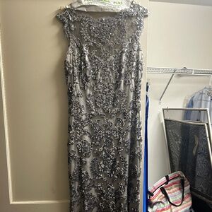 Full Length Beaded Silver Dress